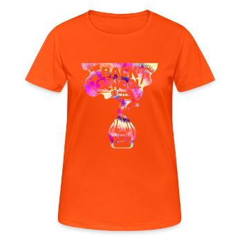Rucksack Schulbus zurück zur Schule - Frauen T-Shirt atmungsaktiv - Neonorange - Vorne - AI Model Female 172 dark (172cm)