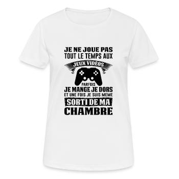Gamer Gaming Joueur De Jeux Vidéo Nerd Console Jeu - T-shirt respirant Femme - blanc - Devant - AI Model Female 172 dark (172cm)