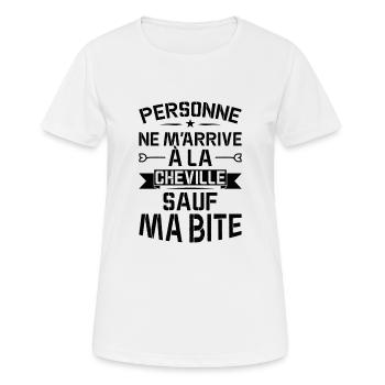 Personne Ne M'arrive À La Cheville Sauf Ma Bite - T-shirt respirant Femme - blanc - Devant - AI Model Female 172 dark (172cm)