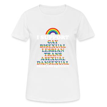 Ich unterstütze die Rechte von Homosexuellen - Frauen T-Shirt atmungsaktiv - Weiß - Vorne - AI Model Female 172 dark (172cm)