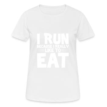 Je cours parce que j’aime vraiment manger 3 - T-shirt respirant Femme - blanc - Devant - AI Model Female 172 dark (172cm)