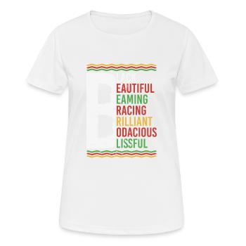 Noir Beau Rayonnant Contreventement Brillant - T-shirt respirant Femme - blanc - Devant - AI Model Female 172 dark (172cm)