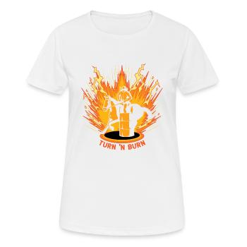 Tourner et brûler - T-shirt respirant Femme - blanc - Devant - AI Model Female 172 dark (172cm)