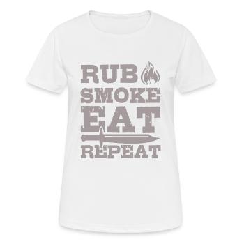 BBQ Grill RUB EAT REPEAT - Women's Breathable T-Shirt - white - Front - AI Model Female 172 dark (172cm)