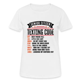 SMS-Code für Senioren Lustiger Ruhestand - Frauen T-Shirt atmungsaktiv - Weiß - Vorne - AI Model Female 172 dark (172cm)