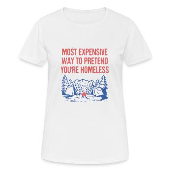 Faites semblant d’être sans-abri Camping Funny Camper - T-shirt respirant Femme - blanc - Devant - AI Model Female 172 dark (172cm)