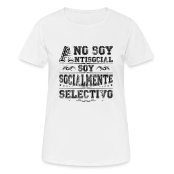 Anti Social Anti-social Cadeau Humour Anti Social - T-shirt respirant Femme - blanc - Devant - AI Model Female 172 dark (172cm)