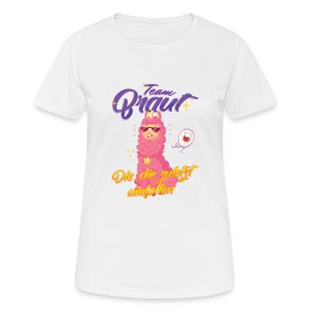 Team Braut Llama Die zuletzt umfallen - Frauen T-Shirt atmungsaktiv - Weiß - Vorne - AI Model Female 172 dark (172cm)