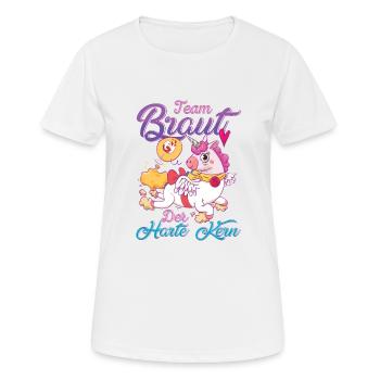 Team Braut Einhorn Der harte Kern - Frauen T-Shirt atmungsaktiv - Weiß - Vorne - AI Model Female 172 dark (172cm)