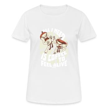 Kaffee - Frauen T-Shirt atmungsaktiv - Weiß - Vorne - AI Model Female 172 dark (172cm)