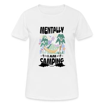 Camping - Frauen T-Shirt atmungsaktiv - Weiß - Vorne - AI Model Female 172 dark (172cm)