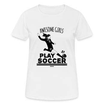 Unglaubliche Mädchen spielen Fußball - Frauen T-Shirt atmungsaktiv - Weiß - Vorne - AI Model Female 172 dark (172cm)