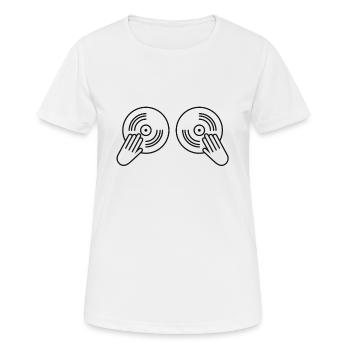 Techno Music DJ Discjokey - Frauen T-Shirt atmungsaktiv - Weiß - Vorne - AI Model Female 172 dark (172cm)