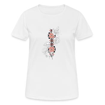 Ukrainisch gestickt Tätowierung Rosen Ukraine - Frauen T-Shirt atmungsaktiv - Weiß - Vorne - AI Model Female 172 dark (172cm)