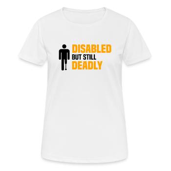 Amputiert Invalide Prothese Handicap Rollstuhl - Frauen T-Shirt atmungsaktiv - Weiß - Vorne - AI Model Female 172 dark (172cm)