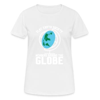 Flat Earth Society, membres du monde entier 17 - T-shirt respirant Femme - blanc - Devant - AI Model Female 172 dark (172cm)