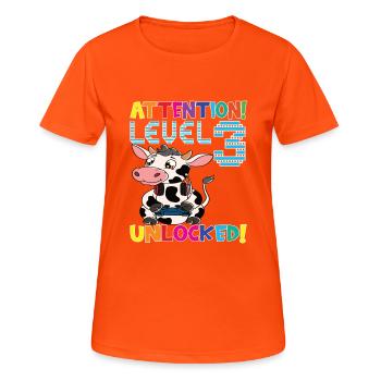 Level 3 Unlocked Gaming Geburtstag - Frauen T-Shirt atmungsaktiv - Neonorange - Vorne - AI Model Female 172 dark (172cm)