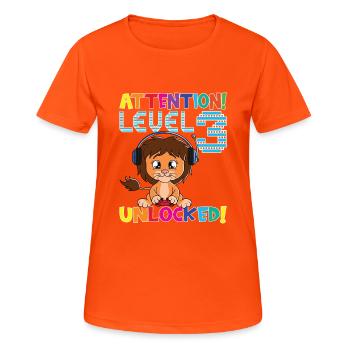 Level 3 Unlocked Gaming Geburtstag - Frauen T-Shirt atmungsaktiv - Neonorange - Vorne - AI Model Female 172 dark (172cm)
