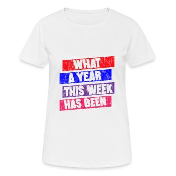 Quelle année cette semaine a été 3 - T-shirt respirant Femme - blanc - Devant - AI Model Female 172 dark (172cm)