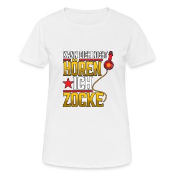 Zocken Gaming Kann Dich Nicht Hören Ich Zocke - Frauen T-Shirt atmungsaktiv - Weiß - Vorne - AI Model Female 172 dark (172cm)