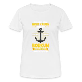Borkum - Frauen T-Shirt atmungsaktiv - Weiß - Vorne - AI Model Female 172 dark (172cm)