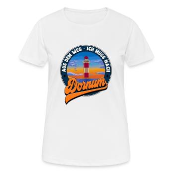 Dornum - Frauen T-Shirt atmungsaktiv - Weiß - Vorne - AI Model Female 172 dark (172cm)