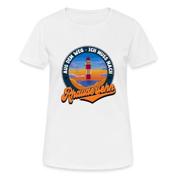 Rhauderfehn - Frauen T-Shirt atmungsaktiv - Weiß - Vorne - AI Model Female 172 dark (172cm)