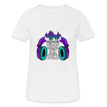 Zocken Gaming Kann Dich Nicht Hören Ich Zocke - Frauen T-Shirt atmungsaktiv - Weiß - Vorne - AI Model Female 172 dark (172cm)