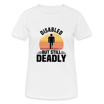 Amputiert Invalide Prothese Handicap Rollstuhl - Frauen T-Shirt atmungsaktiv - Weiß - Vorne - AI Model Female 172 dark (172cm)