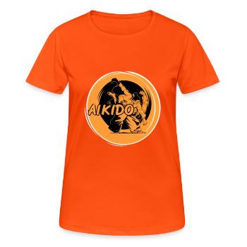 Awesome Cool Aikido Art T-Shirt Present Gift - Women's Breathable T-Shirt - neon orange - Front - AI Model Female 172 dark (172cm)