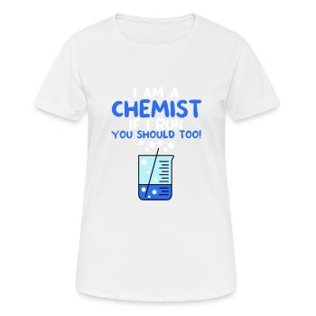 Je suis chimiste, si je cours, vous devriez aussi! 4 - T-shirt respirant Femme - blanc - Devant - AI Model Female 172 dark (172cm)