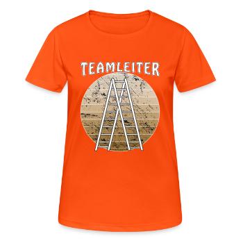 TEAMLEITER - Frauen T-Shirt atmungsaktiv - Neonorange - Vorne - AI Model Female 172 dark (172cm)