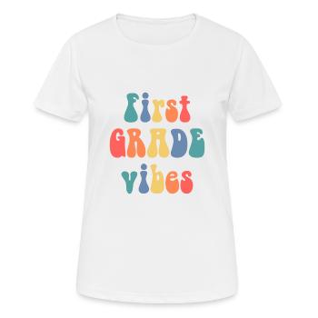 First grade vibes school graphic design - Women's Breathable T-Shirt - white - Front - AI Model Female 172 dark (172cm)