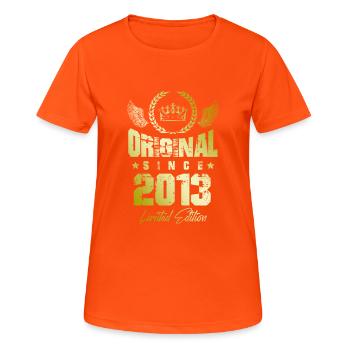 2013 limited edition - Frauen T-Shirt atmungsaktiv - Neonorange - Vorne - AI Model Female 172 dark (172cm)