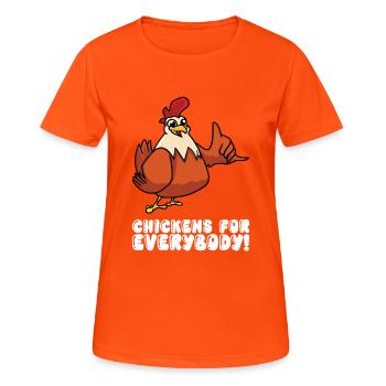 Chickens for everyone - Women's Breathable T-Shirt - neon orange - Front - AI Model Female 172 dark (172cm)
