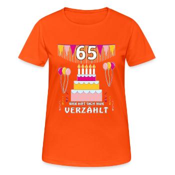GEBURTSTAG 65 - Frauen T-Shirt atmungsaktiv - Neonorange - Vorne - AI Model Female 172 dark (172cm)