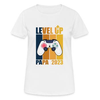 Level Up Dad 2023 Gamer Dad Gift Future Dad - Women's Breathable T-Shirt - white - Front - AI Model Female 172 dark (172cm)