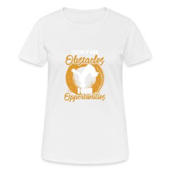 Siehe Hindernisse Run Jump Flip Freerunning - Frauen T-Shirt atmungsaktiv - Weiß - Vorne - AI Model Female 172 dark (172cm)