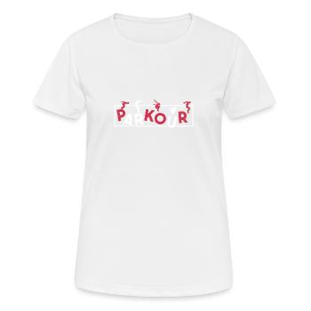 Parkour Run Jump Flip Freerunning Acrobaties - T-shirt respirant Femme - blanc - Devant - AI Model Female 172 dark (172cm)