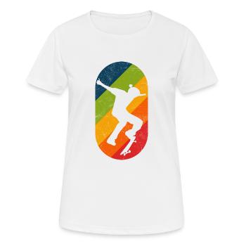 Skateboard Retro Kickflip Distressed - Women's Breathable T-Shirt - white - Front - AI Model Female 172 dark (172cm)