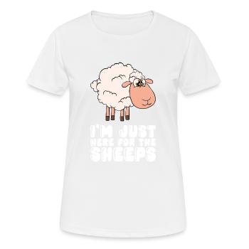 Je ne suis qu’à cause des moutons ici - T-shirt respirant Femme - blanc - Devant - AI Model Female 172 dark (172cm)