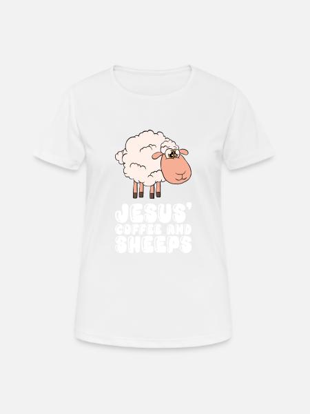 Jesus, Kaffee Und Schafe - Frauen T-Shirt atmungsaktiv - Weiß