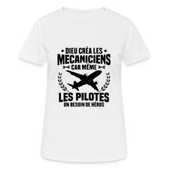 Cadeau humour mécanicien d'avion - T-shirt respirant Femme - blanc - Devant - AI Model Female 172 dark (172cm)