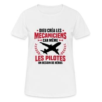 Cadeau humour mécanicien d'avion - T-shirt respirant Femme - blanc - Devant - AI Model Female 172 dark (172cm)