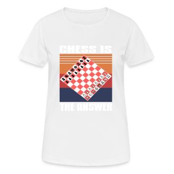 Chess Is The Answer Cool Retro T-Shirt Present - Frauen T-Shirt atmungsaktiv - Weiß - Vorne - AI Model Female 172 dark (172cm)