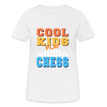 Cool Kids Play Chess Awesome Retro T-Shirt - Frauen T-Shirt atmungsaktiv - Weiß - Vorne - AI Model Female 172 dark (172cm)