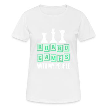 Board Games With My People Cool Chess T-Shirt - Frauen T-Shirt atmungsaktiv - Weiß - Vorne - AI Model Female 172 dark (172cm)