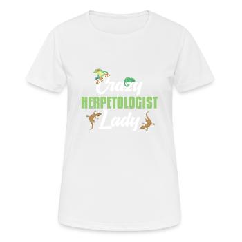 Crazy herpetologist Lady Reptiles Amphibians - Women's Breathable T-Shirt - white - Front - AI Model Female 172 dark (172cm)