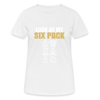 Look At My Six Pack Funny Chess Pieces T-Shirt - Frauen T-Shirt atmungsaktiv - Weiß - Vorne - AI Model Female 172 dark (172cm)