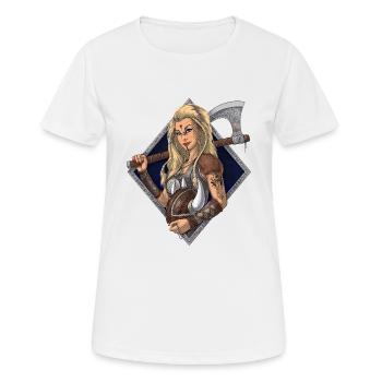 Nordischer Wikingerkrieger - Frauen T-Shirt atmungsaktiv - Weiß - Vorne - AI Model Female 172 dark (172cm)